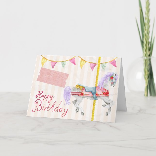 Carte Carousel Joyeux anniversaire (Devant)