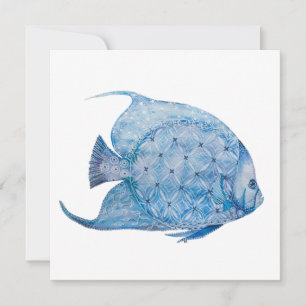 Carte Carré Batik Bleu et Blanc