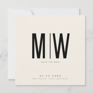 Carte Carré de crème lisse Monogramme Mariage Enregistre