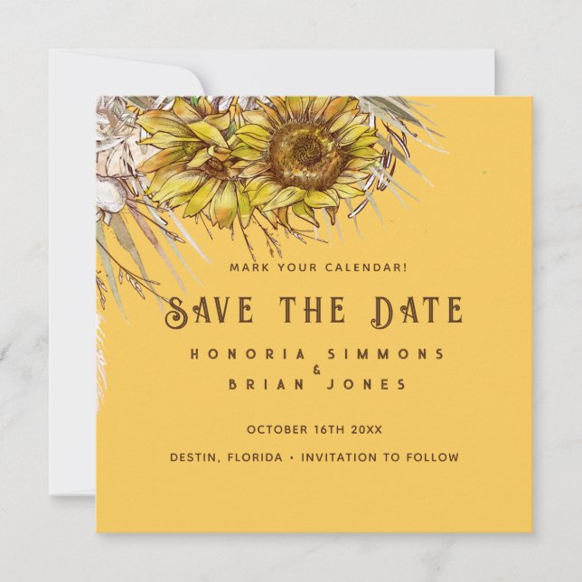 Carte Carré de moutarde de tournesol rustique Enregistre (Devant)