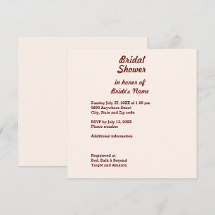 Carte Carré d'invitation de douche nuptiale person