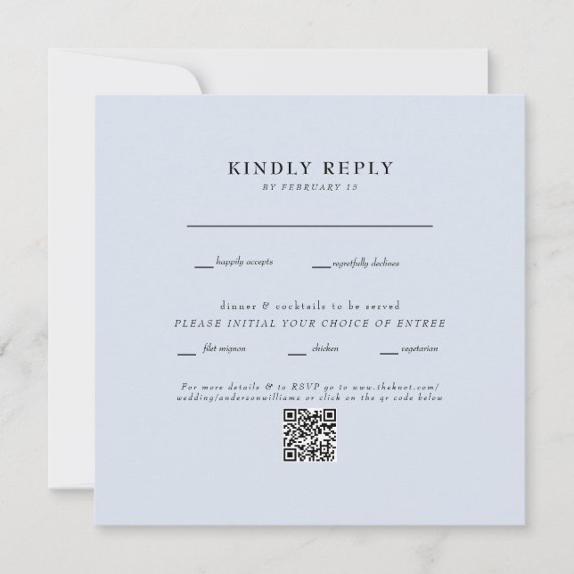 Carte Carré moderne Dusty Blue Mariage QR Code RSVP (Devant)