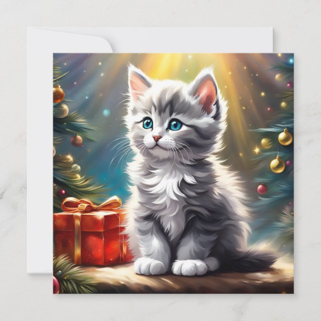 Carte Carré Noël Kitten (Devant)