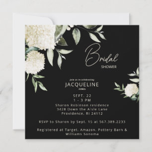 Carte Carré noir blanc Fête des mariées Hydrangeas