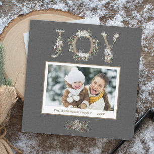 Carte Carré photo de vacances Snowy Floral Joy