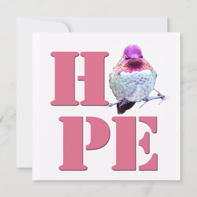 Carte Carré photo HOPE Pink Anna's Hummingbird (Devant)