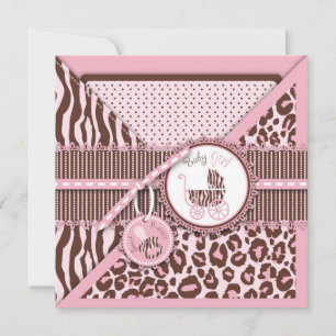 Carte Carré rose de fille guépard C