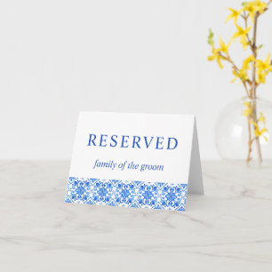 Carte Carreaux bleu méditerranéen mariage signe réservé