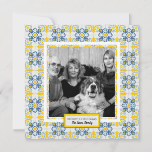 Carte Carreaux portugais famille photo cadre de Noël