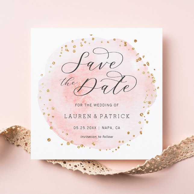 Carte Carrée de Faire-Part de Blush Watercolor Cir (Créateur téléchargé)