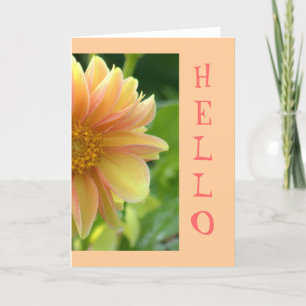 Carte carte, "bonjour", joli dahlia, rose saumoné et