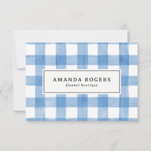 Carte Carte-cadeau à carreaux de buffle aquarelle bleue