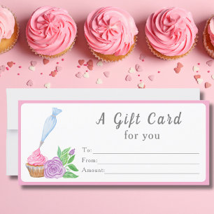 Carte Carte-cadeau de boulangerie Cupcake au glaçage aqu