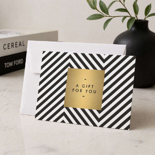 Carte Carte-cadeau minimaliste noir blanc rayée or