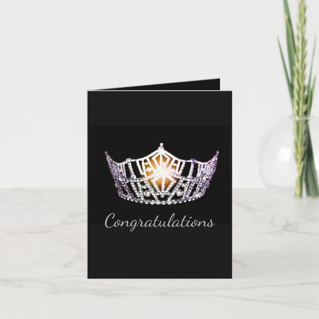 Carte Carte-Congrats argentée de salutation de couronne (Devant)