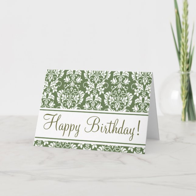 Carte "Carte d'anniversaire" en olive et blanc (Devant)