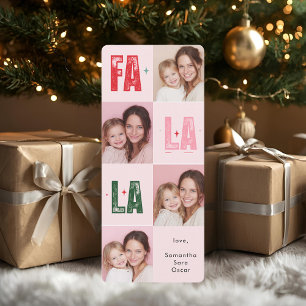 Carte "Carte de Noël photo Fa La La Rose et festive "