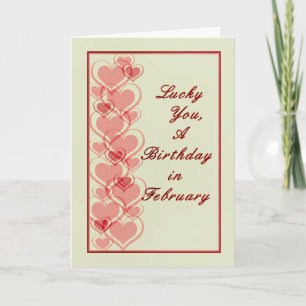 Carte Carte, Février Anniversaire avec Coeur Vert pâle