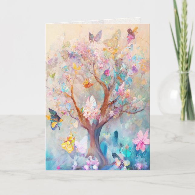 Carte Carte/Note de papillon d'arbre à l'aquarelle (Devant)