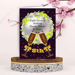 Carte Carte-perle 8e anniversaire, lunettes de vin et co