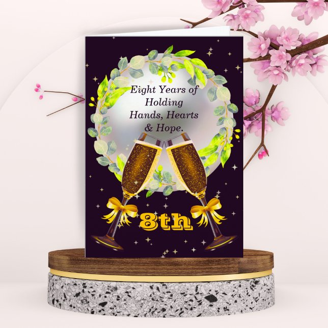 Carte Carte-perle 8e anniversaire, lunettes de vin et co (Créateur téléchargé)