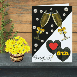 Carte Carte-Perle du 8e anniversaire, Lunettes de vin & 