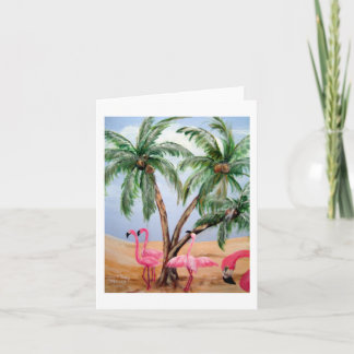 Carte "Carte pour notes vertical des Flamants roses de