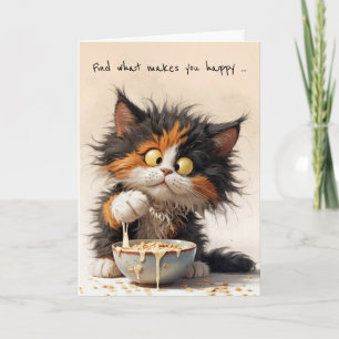 Carte Carton Calico Chat Anniversaire Petit déjeuner