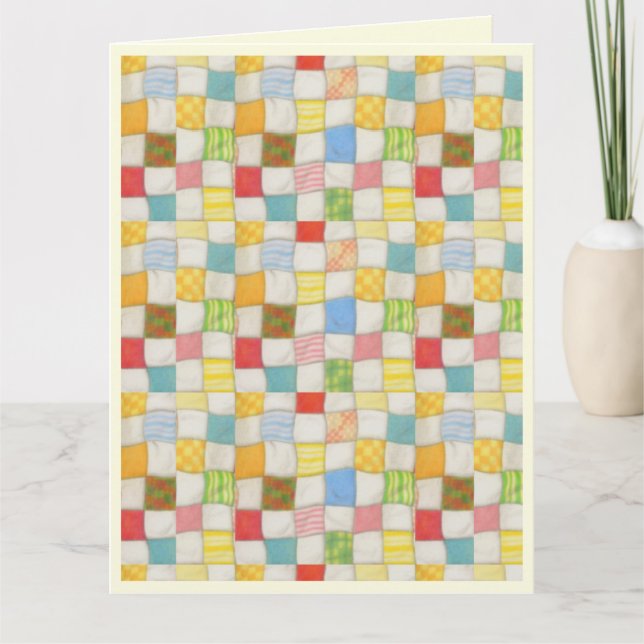 Carte CARTON D'ANNIVERSAIRE "CRAZY QUILT" / Crème (Devant)
