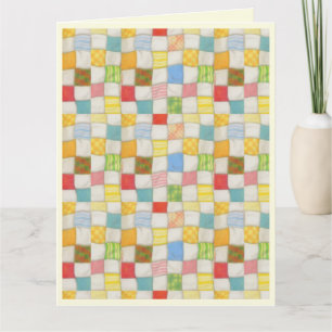 Carte CARTON D'ANNIVERSAIRE "CRAZY QUILT" / Crème