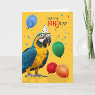 Carte Carton d'anniversaire drôle de perroquet Ara bleu