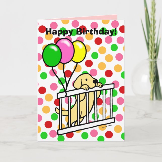 Carte Carton d'anniversaire pour marionnettes du Labrado (Devant)