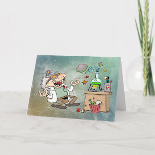 Carte Carton de dessin amusant pour un scientifique fou