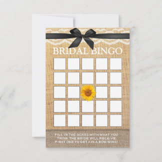 Carte Carton de loto de mariage en toile de jute avec ru
