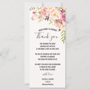 Carte Carton de remerciement de mariage - Rose Antique