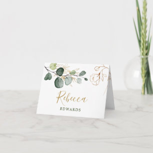 Carte Carton de table en aquarelle avec fleurs dorées