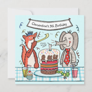 Carte Carton d'invitation d'anniversaire Animaux de Fête