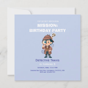Carte Carton d'invitation d'anniversaire Détective Garço