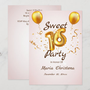 Carte Carton d'invitation d'anniversaire Golden Glow Swe