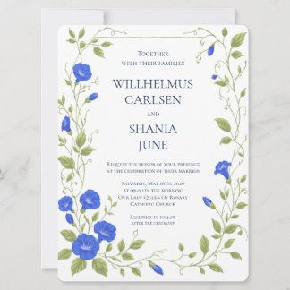 Carte Carton d'invitation de mariage à la fleur de gloir