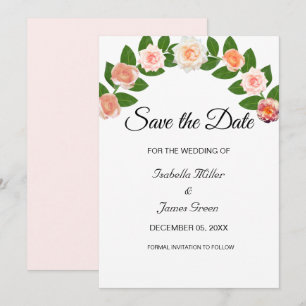 Carte Carton d'invitation de mariage à laurier et roses 