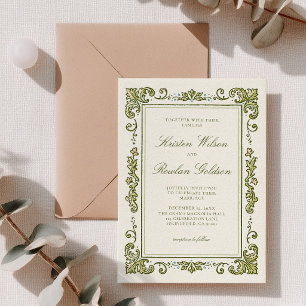Carte Carton d'invitation de mariage Art nouveau classiq