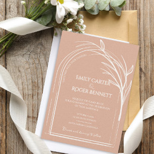 Carte Carton d'invitation de mariage botanique rose pous