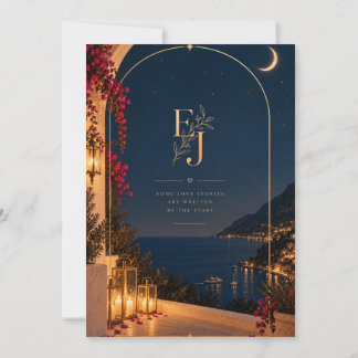 Carte Carton d'invitation de mariage céleste bleu marine