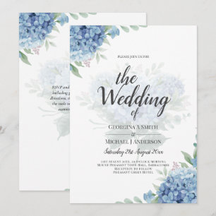 Carte Carton d'invitation de mariage floral au hortensia