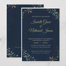 Carton d'invitation de mariage Navy Luxe Gala de M