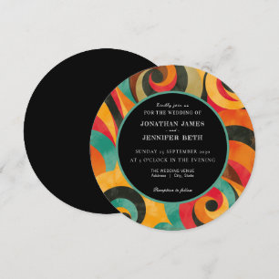 Carte Carton d'invitation de mariage Orange Rouge Sarcel