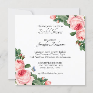 Carte Carton d'invitation de mariage rose rougeoyante