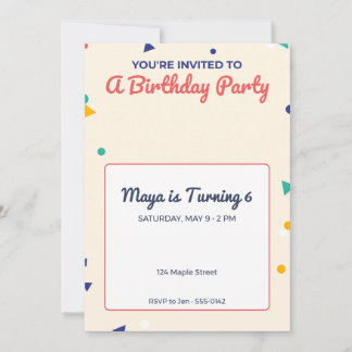 Carte Carton d'invitation pour fête d'anniversaire d'enf