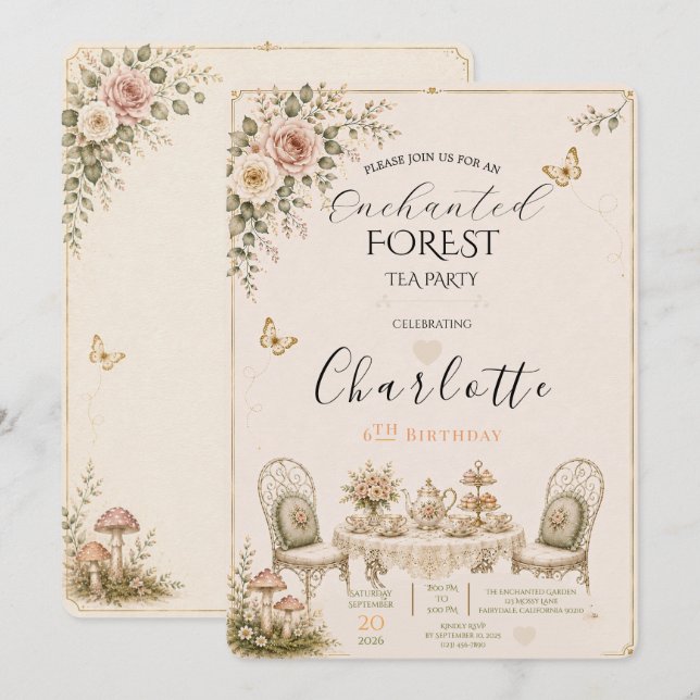 Carte Carton d'invitation pour une fête d'anniversaire E (Devant / Derrière)